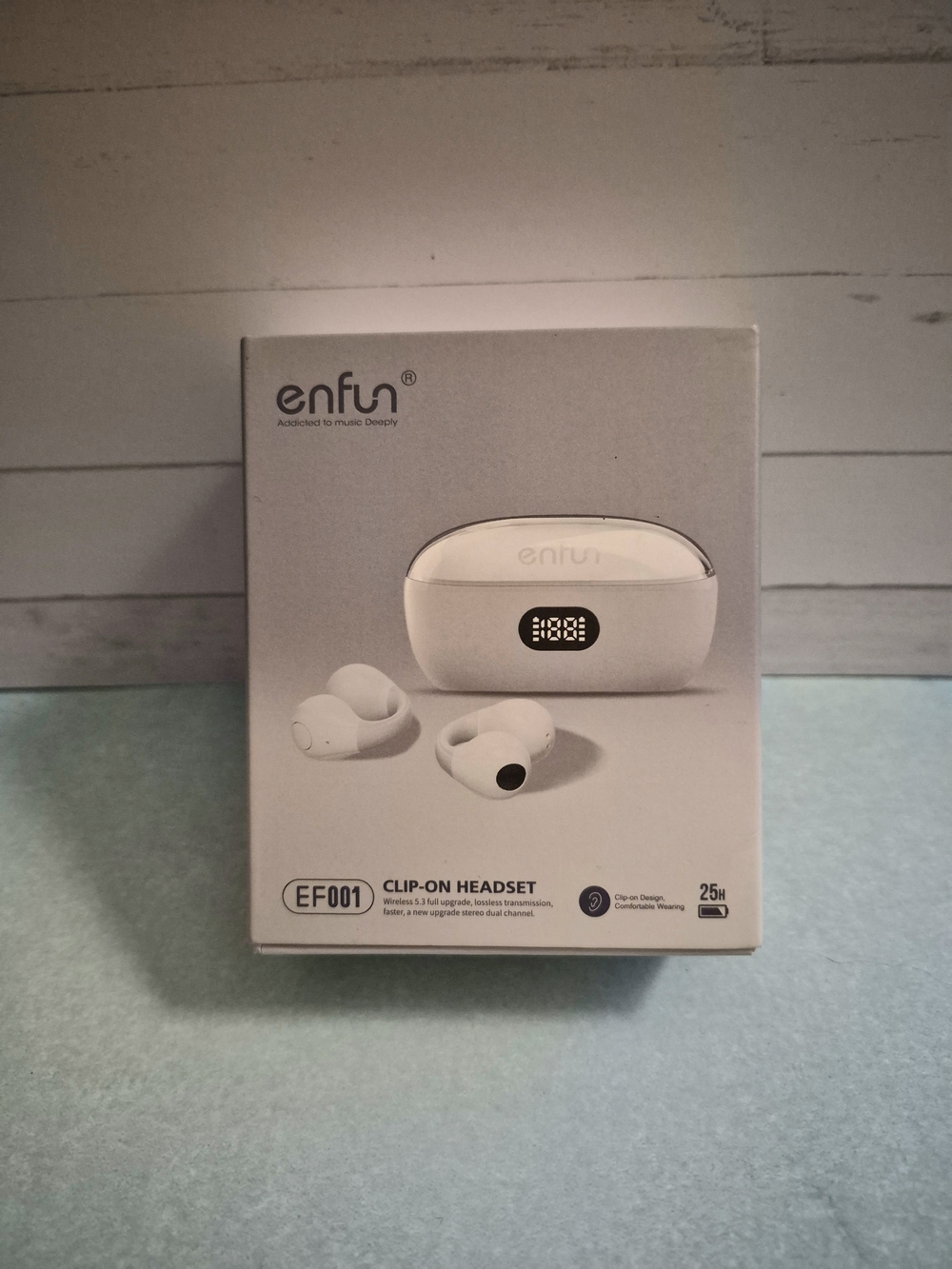 EF001 Black Enfun Clip-On Wireless Headset - True Wireless Earbuds